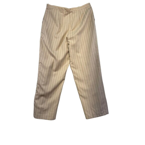 Vintage Talbots Womens Pinstripe Wool Blend Trousers Size 14 Beige Lined - Picture 12 of 15